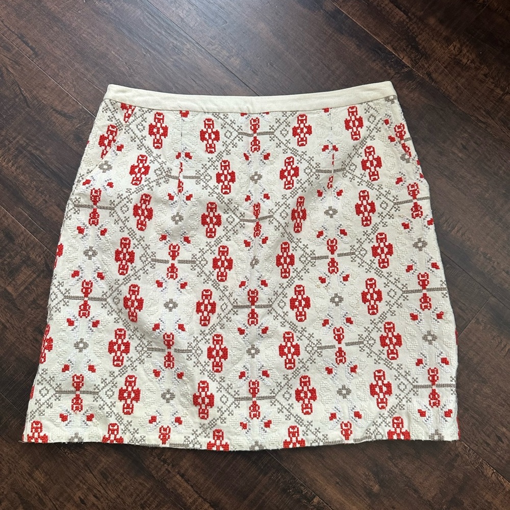 Maeve Red and Gray Knee-Length Pencil Skirt